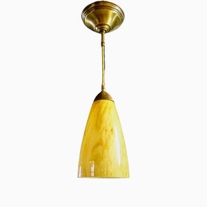 Art Deco Style Pendant Lamp with Marbled Glass
