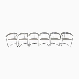 Vintage Chrome and Leather Dining Chairs, 1980s, Set of 6