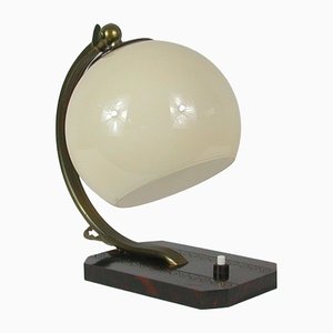 Bauhaus Tischlampe aus Bakelit & Opalglas, 1930er