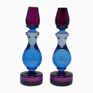 Mid-Century Blue and Purple Candlesticks by Seguso Vetri Darte, 1960s