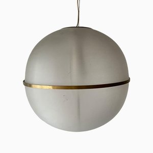 Italian Acrylic and Gold Metal Ball Design Ceiling Lamp, 1970s
