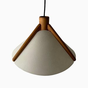 Italian Plastic Paper and Wood Pendant Lamp from Domus, 1980s
