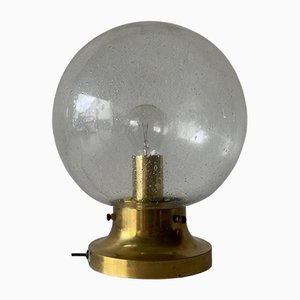 Deutsche Air Bubble Ball Tischlampe aus Glas & Messing von Limburg, 1960er