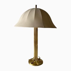Large Fabric Shade & Brass Table Lamp from ERU, Germany, 1980s