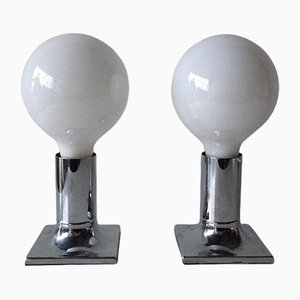 Chrome Space Age Wall or Ceiling Lamps, Germany, 1970s, Set of 2