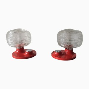 Glass Bedside Lamps from Hillebrand, Germany, 1970s, Set of 2