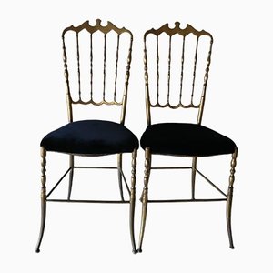 Brass Chiavari Chairs, Italy, 1950s, Set of 2