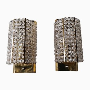 Brass & Crystal Type Acrylic Glass Wall Sconces, Set of 2