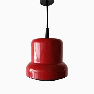 Small Red Metal Poker Pendant Lamp by Jo Hammerborg for Fog and Mørup, Denmark, 1970s