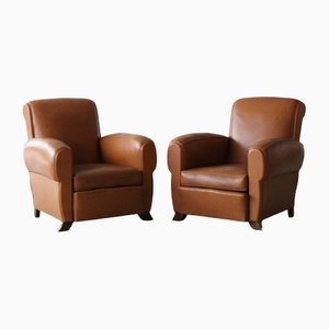 Tan Club Chairs, Set of 2