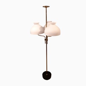 Lampadaire à 3 Lumières Modèle LTA3B en Laiton et Verre Opalin par Ignazio Gardella pour Azucena, 2000s