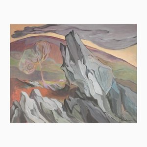 Jan Van Evelingen, Rock Landscape, Acrílico sobre papel