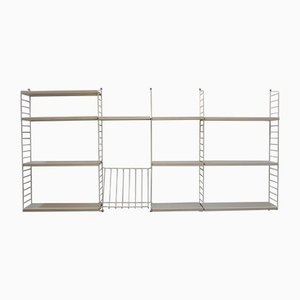 White Vintage Wall Shelf with Newspaper Tray by Kajsa & Nils Nisse Strinning for String, 1960s