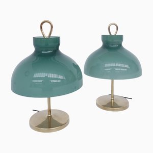 Grünes Glas Mod. Arenzano LTA3 Tischlampen von Ignazio Gardella für Azucena, Italien, 1956, 2er Set