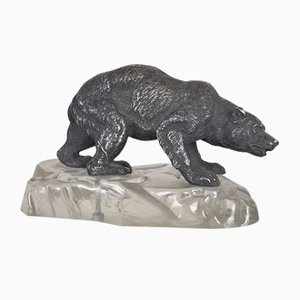 Polar Bear on the Pack Ice, Silver Bronze and Glass, Art Deco, Twentieth Century