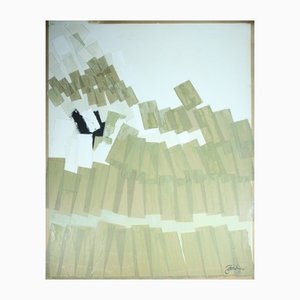 Jan Van Evelingen, Composition de Rectangles Abstraits, Ruban et Acrylique sur Papier