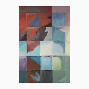 Jan Van Evelingen, pintura abstracta de bloques, años 80, acrílico sobre papel
