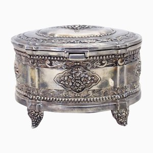 Art Nouveau Silver Metal Jewelry Box