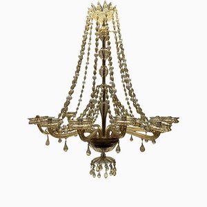 Large Gold Tinted Chandelier from Fratelli Toso