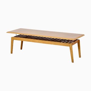 Mid-Century Danish Walnut Slatted Coffee Table with Floating Top