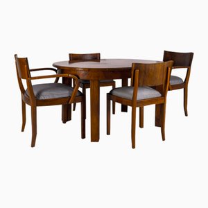 Sedie da pranzo Art Déco e tavolo da pranzo grande modello 569 nello stile di Hans Hartl, set di 7