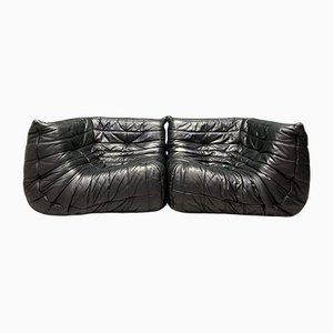 Vintage Retro Leather TOGO Modular Sofa from Ligne Roset, Set of 2