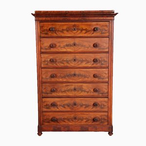 Antique Mahogany Men's Chest with 6 Spurts, 19th Century