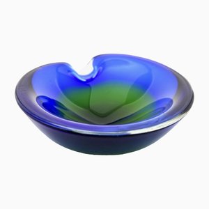 Italian Cobalt Blue Mouth Blown Art Glass Murano Bowl, 1960s