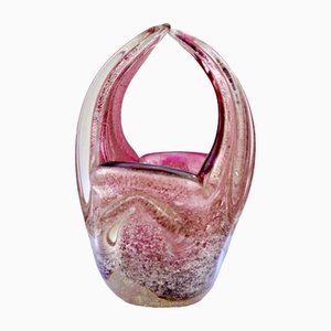 Murano Art Glass Cornucopia Flower Basket