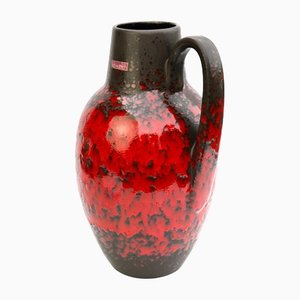Red Drip-Glaze Fat Lava Floor Vase by Scheurich, West Germany, 1960s