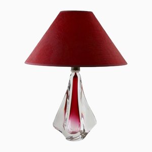 Lámpara de mesa Sommerso con carcasa de cristal transparente de Val Saint Lambert