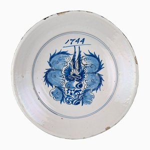 Blue & White Armorial Dish from Harlingen, 1744