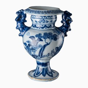 Blau-weiße Chinoiserie Altar Vase von Delft, 1685