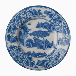 Piatto grande in stile cinese blu e bianco di Delft, 1670
