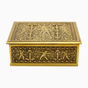 Art Nouveau Brass Repousse Tobacco or Jewelry Box from Erhard & Sons