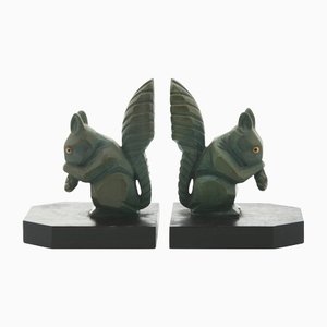 Art Deco Squirrel Bookends by H. Moreau, Set of 2