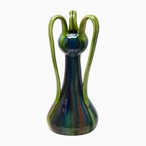 Vase Art Nouveau Bleu et Vert