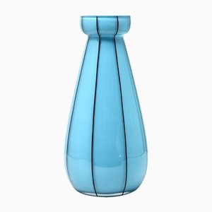 Hand Painted Blue Opaline Glass Vase, France