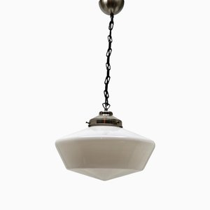 Dutch Pendant Lamp with Opaline Shade, 1930s