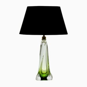 Smaragdgrüne Twisted Light Tischlampe aus Kristallglas von Val Saint Lambert