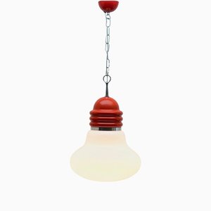 Vintage Opaque Glass Pendant Ceiling Light in the Shape of a Big Bulb, 1960s