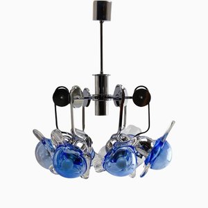 Chrome Chandelier with Six Arms in the Style of Sy Lights