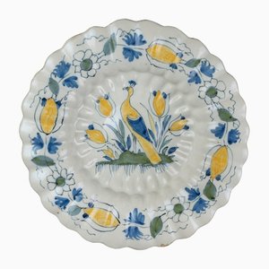 Delft Polychrome Lobed Dish with Peacock #02, 1690s