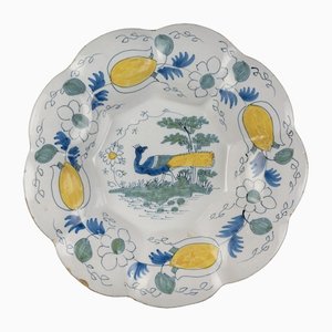 Delft Polychrome Lobed Dish With Peacock #01, 1690s