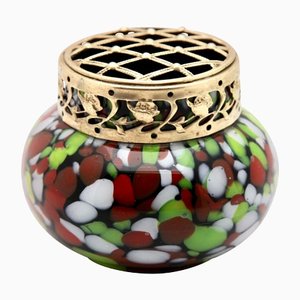 Vaso Pique Fleurs con griglia, rosso, bianco, verde