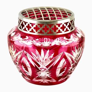 Crystal Cut-to-Clear Pique Fleurs Vase mit Gitter von Val Saint Lambert