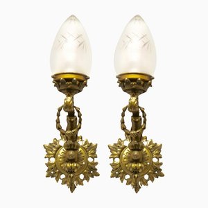 Brass Two-Light Sconces in the Style of Louis XVI, Set of 2