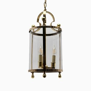 Solid Brass and Glass Lantern or Pendant Lamp by Gaetano Sciolari