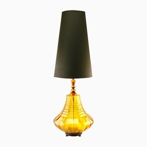 Lámpara de mesa de vidrio con varillas ópticas verticales y horizontales en ámbar claro de Empoli