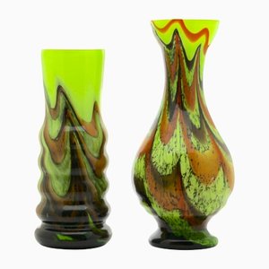 Space Age Opalglas Vasen, Florence, 1955, 2er Set